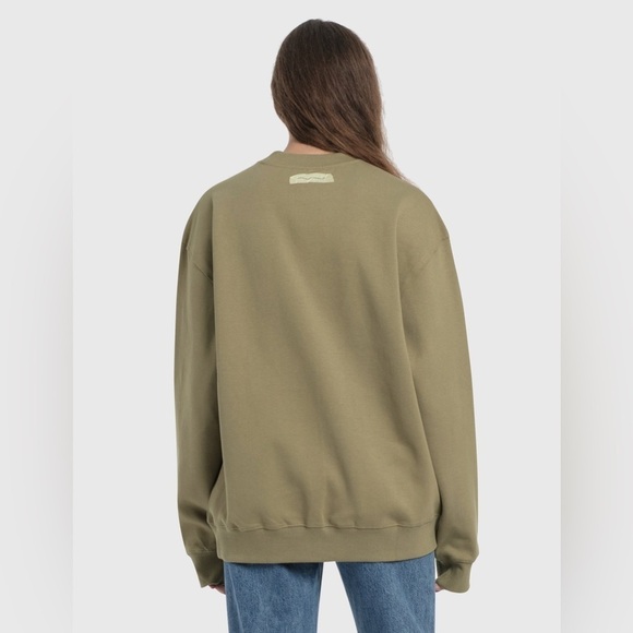 ADER ERROR Tape Logo Spellout Beige Green Pullover Sweatshirt Size A1 US Size S - Picture 2 of 15